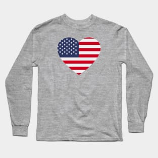 I Love the United States // Heart-Shaped American Flag Long Sleeve T-Shirt